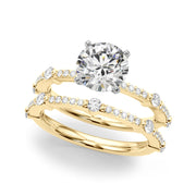 Bespoke Single Row Engagement Ring Round Diamond Engagement Ring in 10K/14K gold and platinum with certified lab-grown or natural diamonds