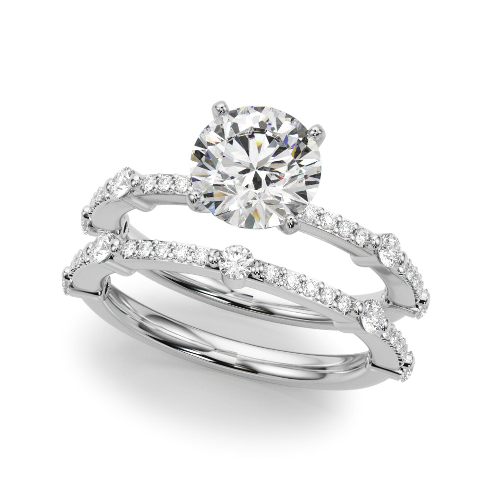 Bespoke Single Row Engagement Ring Round Diamond Engagement Ring in 10K/14K gold and platinum with certified lab-grown or natural diamonds