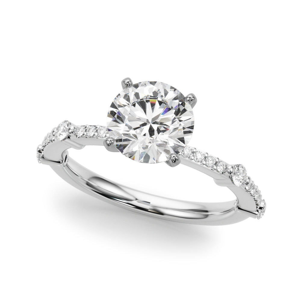 Bespoke Single Row Engagement Ring Round Diamond Engagement Ring in 10K/14K gold and platinum with certified lab-grown or natural diamonds