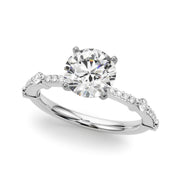 Bespoke Single Row Engagement Ring Round Diamond Engagement Ring in 10K/14K gold and platinum with certified lab-grown or natural diamonds
