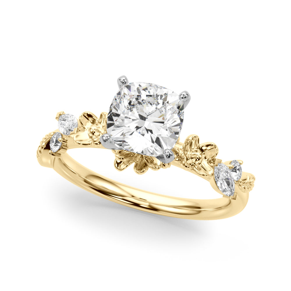 Exquisite Flower Dia Engagement Ring Round Diamond Engagement Ring in 10K/14K gold and platinum with certified lab-grown or natural diamonds