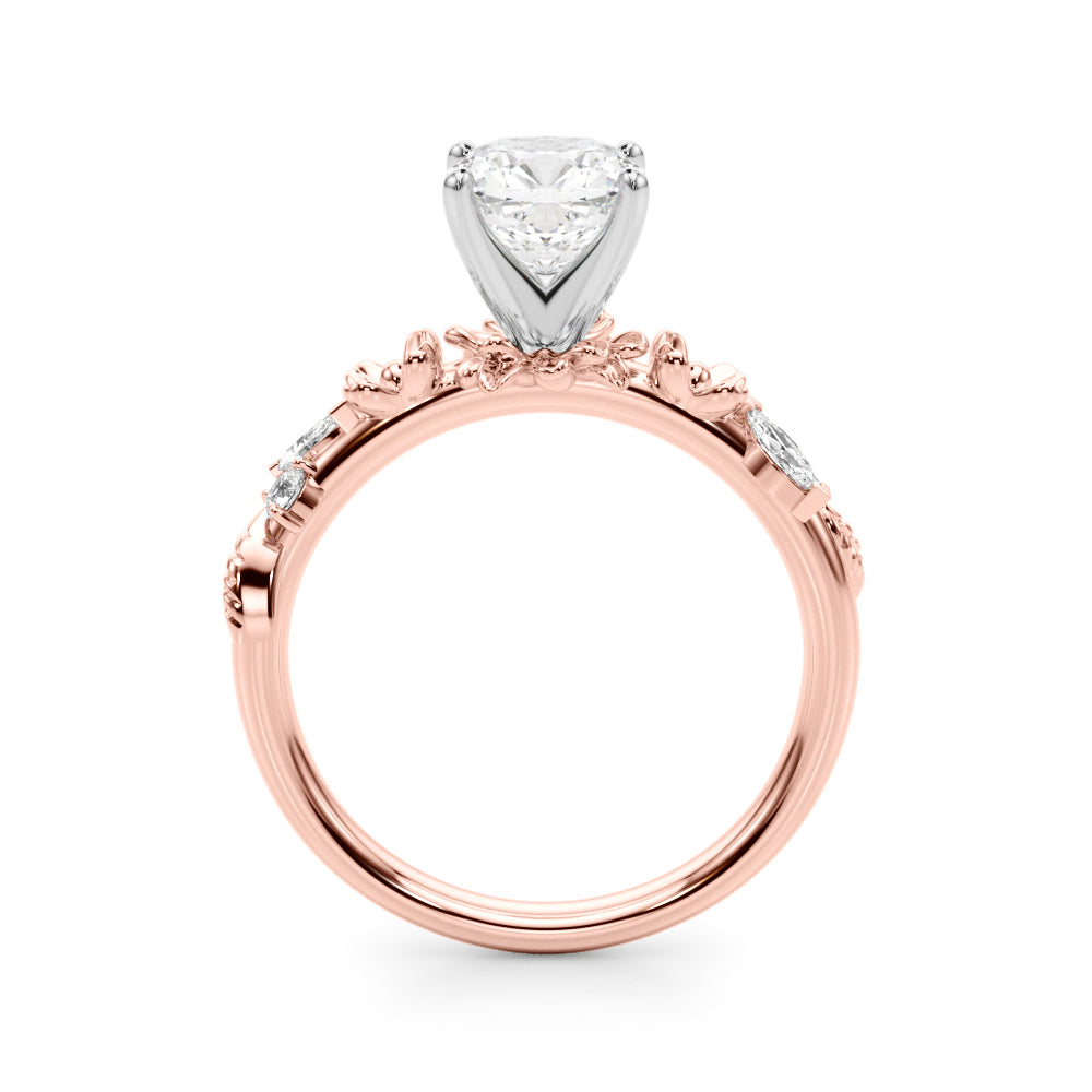 Exquisite Flower Dia Engagement Ring Round Diamond Engagement Ring in 10K/14K gold and platinum with certified lab-grown or natural diamonds