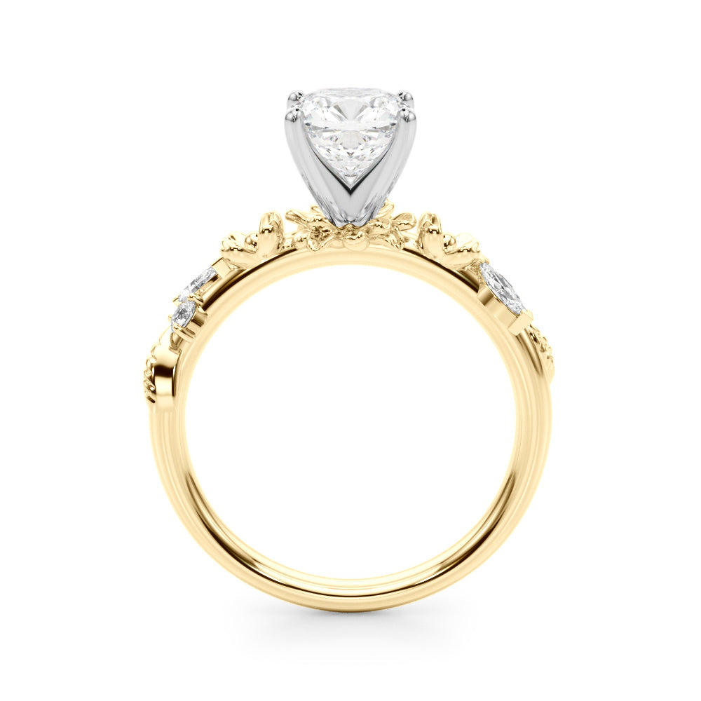 Exquisite Flower Dia Engagement Ring Round Diamond Engagement Ring in 10K/14K gold and platinum with certified lab-grown or natural diamonds