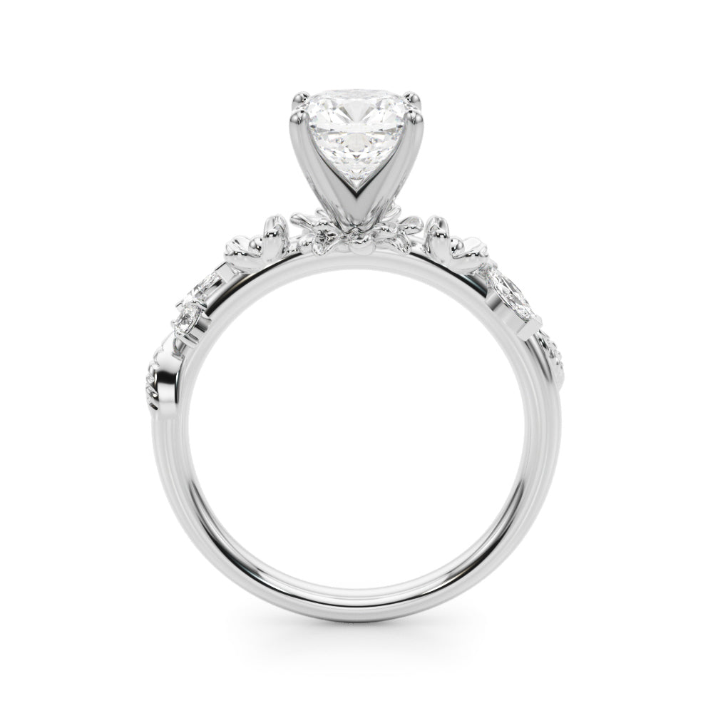 Exquisite Flower Dia Engagement Ring Round Diamond Engagement Ring in 10K/14K gold and platinum with certified lab-grown or natural diamonds