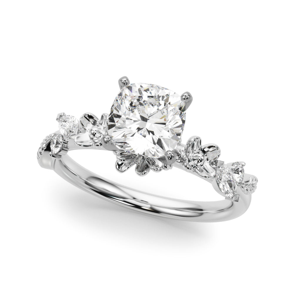 Exquisite Flower Dia Engagement Ring Round Diamond Engagement Ring in 10K/14K gold and platinum with certified lab-grown or natural diamonds