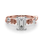 Exquisite Flower Dia Engagement Ring Round Diamond Engagement Ring in 10K/14K gold and platinum with certified lab-grown or natural diamonds