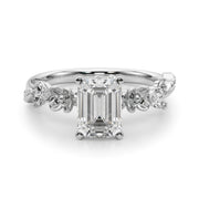 Exquisite Flower Dia Engagement Ring Round Diamond Engagement Ring in 10K/14K gold and platinum with certified lab-grown or natural diamonds