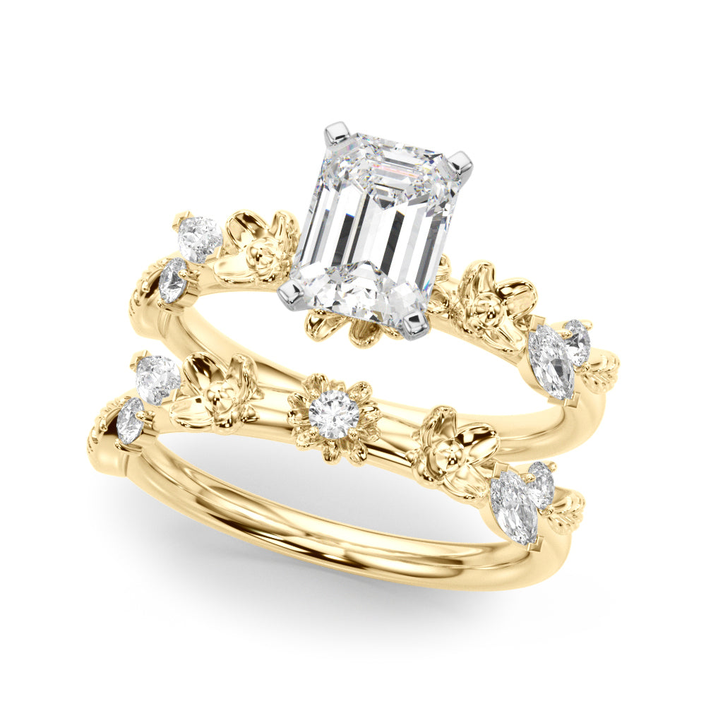 Exquisite Flower Dia Engagement Ring Round Diamond Engagement Ring in 10K/14K gold and platinum with certified lab-grown or natural diamonds