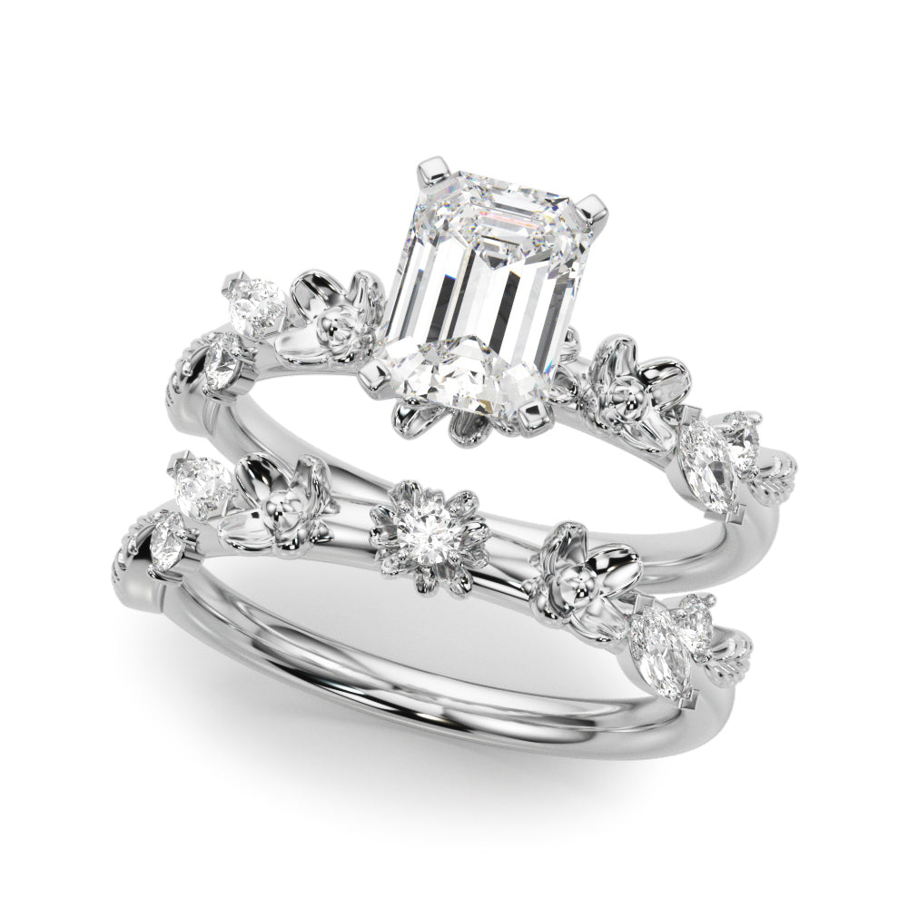 Exquisite Flower Dia Engagement Ring Round Diamond Engagement Ring in 10K/14K gold and platinum with certified lab-grown or natural diamonds