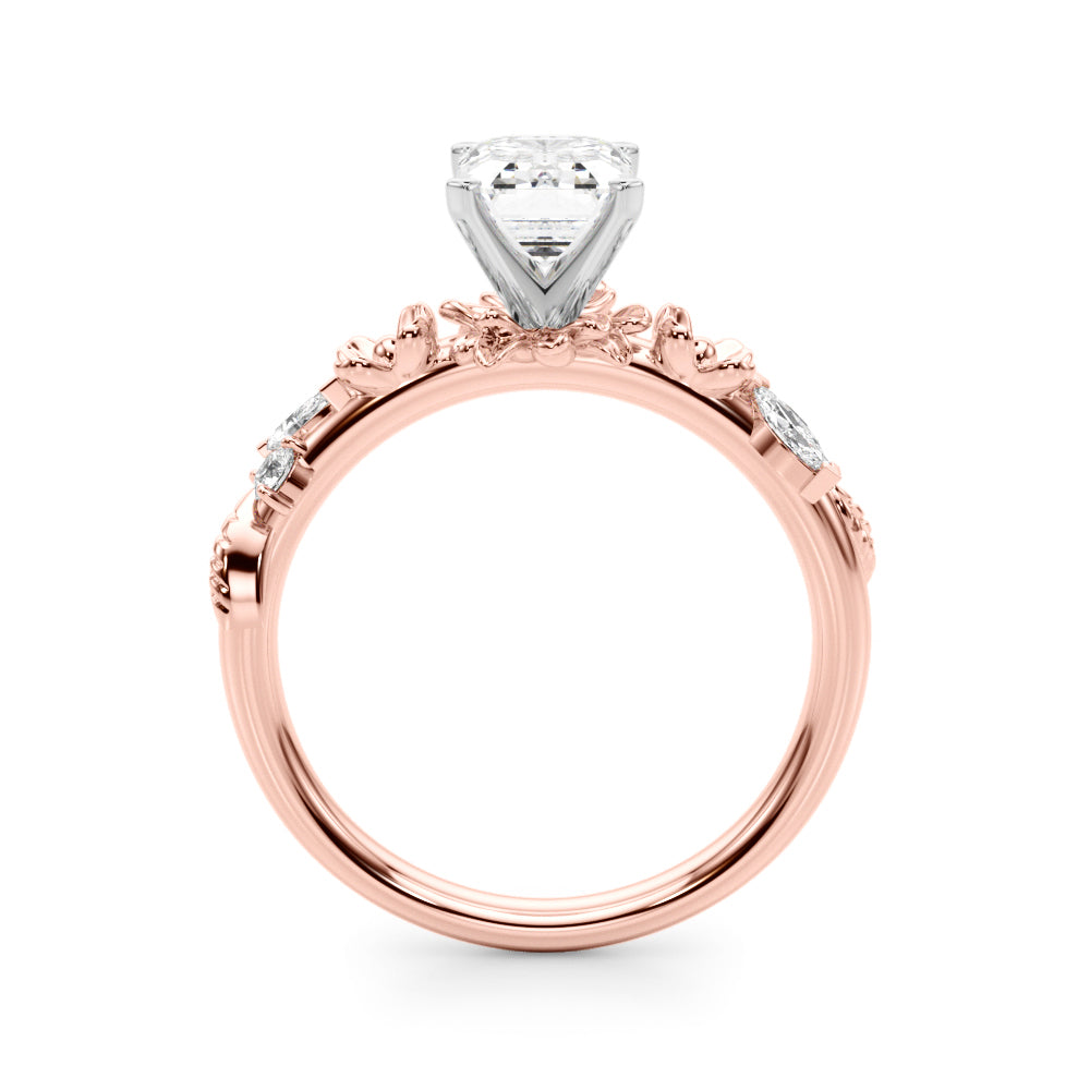 Exquisite Flower Dia Engagement Ring Round Diamond Engagement Ring in 10K/14K gold and platinum with certified lab-grown or natural diamonds