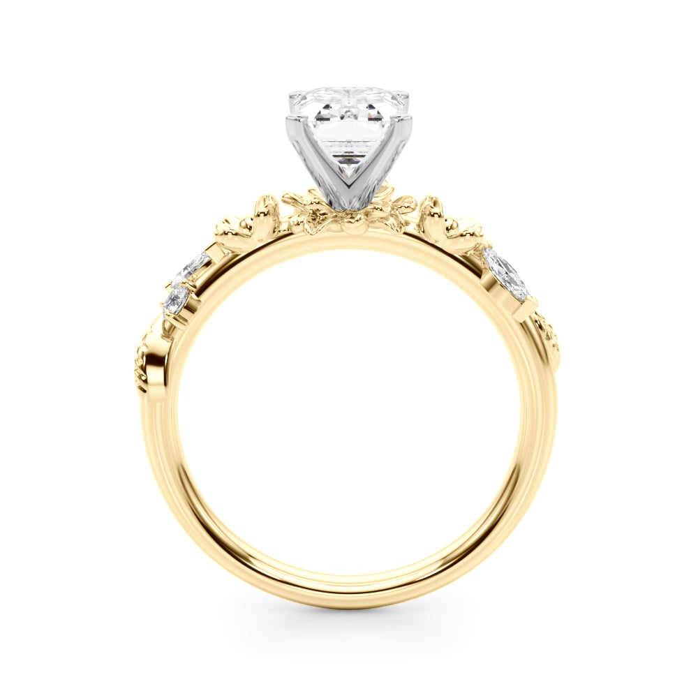 Exquisite Flower Dia Engagement Ring Round Diamond Engagement Ring in 10K/14K gold and platinum with certified lab-grown or natural diamonds