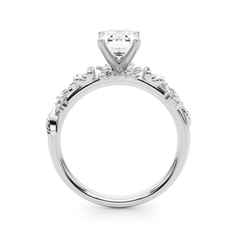 Exquisite Flower Dia Engagement Ring Round Diamond Engagement Ring in 10K/14K gold and platinum with certified lab-grown or natural diamonds