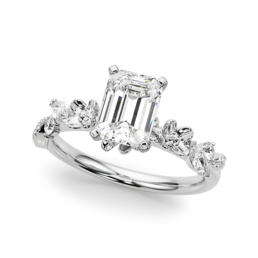 Exquisite Flower Dia Engagement Ring Round Diamond Engagement Ring in 10K/14K gold and platinum with certified lab-grown or natural diamonds