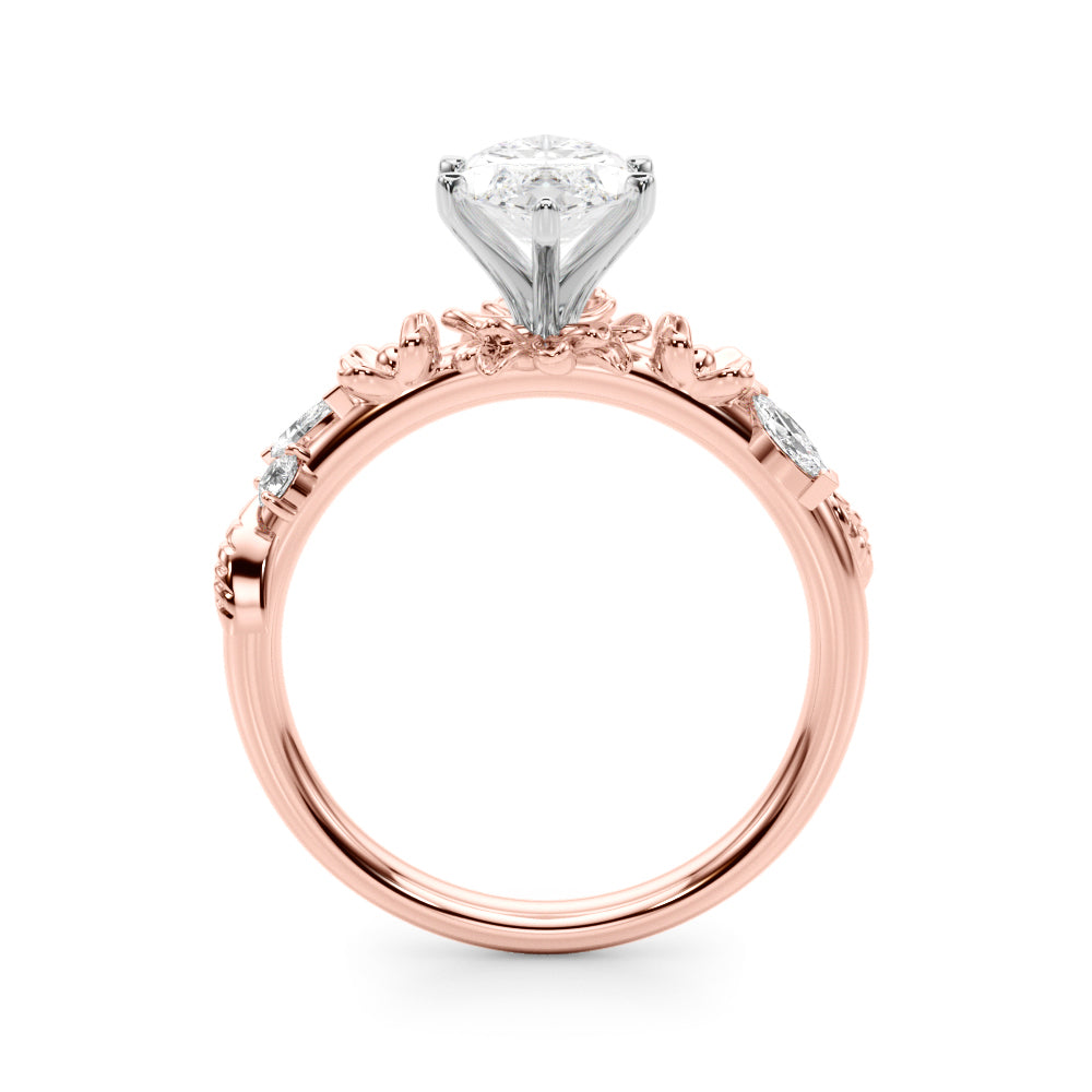 Exquisite Flower Dia Engagement Ring Round Diamond Engagement Ring in 10K/14K gold and platinum with certified lab-grown or natural diamonds