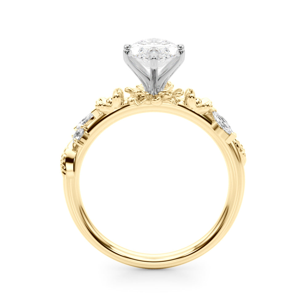 Exquisite Flower Dia Engagement Ring Round Diamond Engagement Ring in 10K/14K gold and platinum with certified lab-grown or natural diamonds