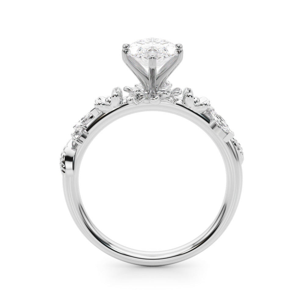 Exquisite Flower Dia Engagement Ring Round Diamond Engagement Ring in 10K/14K gold and platinum with certified lab-grown or natural diamonds