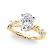 Exquisite Flower Dia Engagement Ring Round Diamond Engagement Ring in 10K/14K gold and platinum with certified lab-grown or natural diamonds