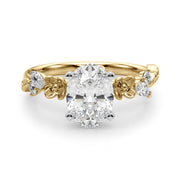 Exquisite Flower Dia Engagement Ring Round Diamond Engagement Ring in 10K/14K gold and platinum with certified lab-grown or natural diamonds