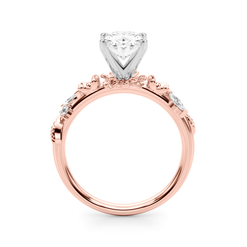 Exquisite Flower Dia Engagement Ring Round Diamond Engagement Ring in 10K/14K gold and platinum with certified lab-grown or natural diamonds