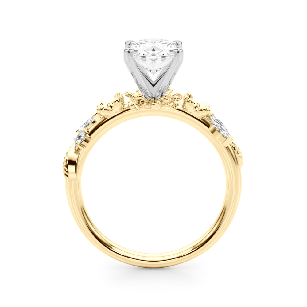 Exquisite Flower Dia Engagement Ring Round Diamond Engagement Ring in 10K/14K gold and platinum with certified lab-grown or natural diamonds