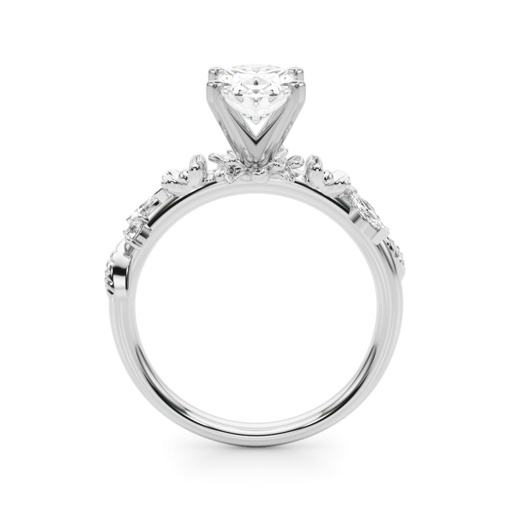 Exquisite Flower Dia Engagement Ring Round Diamond Engagement Ring in 10K/14K gold and platinum with certified lab-grown or natural diamonds