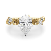 Exquisite Flower Dia Engagement Ring Round Diamond Engagement Ring in 10K/14K gold and platinum with certified lab-grown or natural diamonds