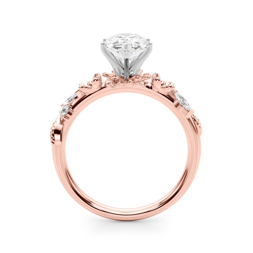 Exquisite Flower Dia Engagement Ring Round Diamond Engagement Ring in 10K/14K gold and platinum with certified lab-grown or natural diamonds