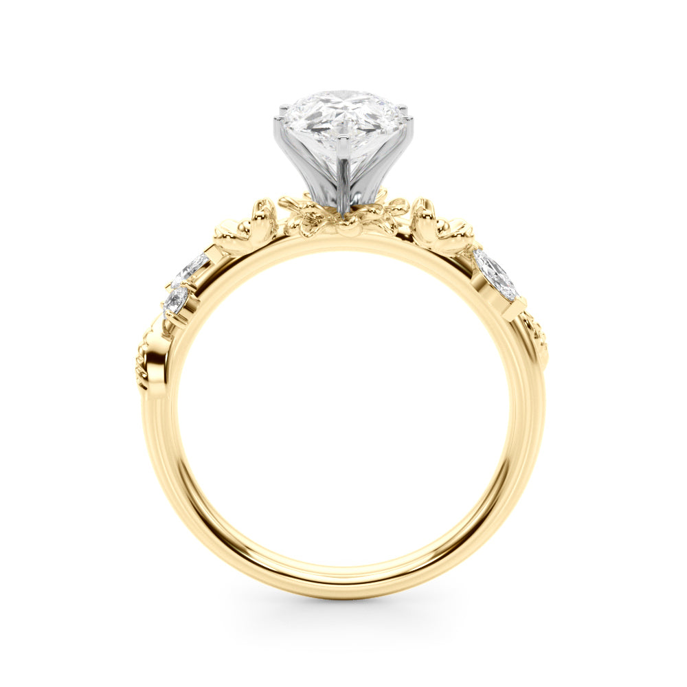 Exquisite Flower Dia Engagement Ring Round Diamond Engagement Ring in 10K/14K gold and platinum with certified lab-grown or natural diamonds