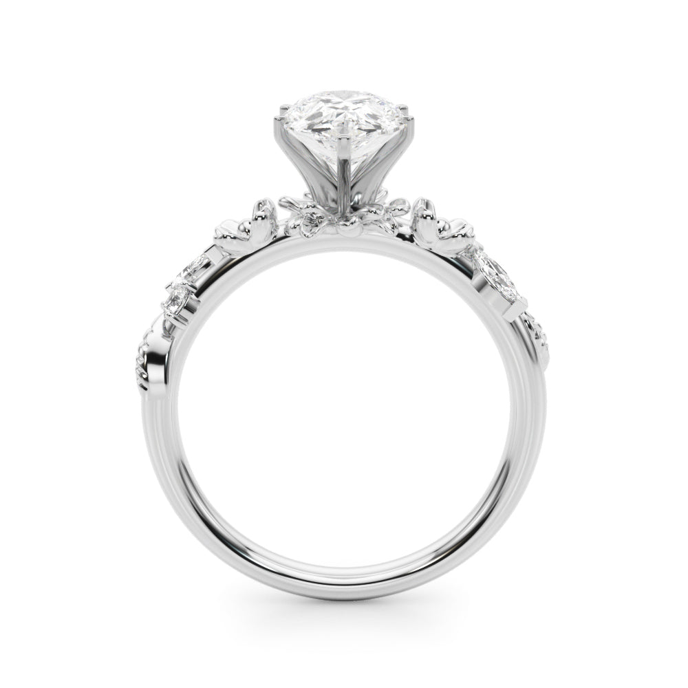 Exquisite Flower Dia Engagement Ring Round Diamond Engagement Ring in 10K/14K gold and platinum with certified lab-grown or natural diamonds