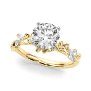 Exquisite Flower Dia Engagement Ring Round Diamond Engagement Ring in 10K/14K gold and platinum with certified lab-grown or natural diamonds