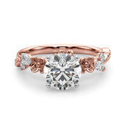 Exquisite Flower Dia Engagement Ring Round Diamond Engagement Ring in 10K/14K gold and platinum with certified lab-grown or natural diamonds
