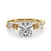 Exquisite Flower Dia Engagement Ring Round Diamond Engagement Ring in 10K/14K gold and platinum with certified lab-grown or natural diamonds