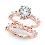 Exquisite Flower Dia Engagement Ring Round Diamond Engagement Ring in 10K/14K gold and platinum with certified lab-grown or natural diamonds