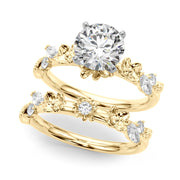 Exquisite Flower Dia Engagement Ring Round Diamond Engagement Ring in 10K/14K gold and platinum with certified lab-grown or natural diamonds