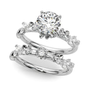 Exquisite Flower Dia Engagement Ring Round Diamond Engagement Ring in 10K/14K gold and platinum with certified lab-grown or natural diamonds