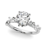 Exquisite Flower Dia Engagement Ring Round Diamond Engagement Ring in 10K/14K gold and platinum with certified lab-grown or natural diamonds