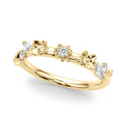 Floral Half Eternity Ring in 10K/14K gold and platinum with certified lab-grown or natural diamonds