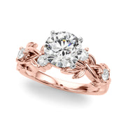 Regal Floral Leaf Dia Engagement Ring Round Diamond Engagement Ring in 10K/14K gold and platinum with certified lab-grown or natural diamonds