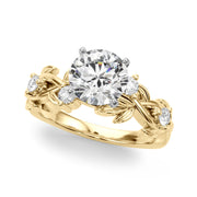 Regal Floral Leaf Dia Engagement Ring Round Diamond Engagement Ring in 10K/14K gold and platinum with certified lab-grown or natural diamonds