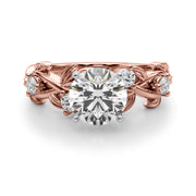 Regal Floral Leaf Dia Engagement Ring Round Diamond Engagement Ring in 10K/14K gold and platinum with certified lab-grown or natural diamonds