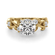 Regal Floral Leaf Dia Engagement Ring Round Diamond Engagement Ring in 10K/14K gold and platinum with certified lab-grown or natural diamonds