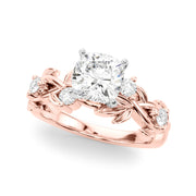 Regal Floral Leaf Dia Engagement Ring Round Diamond Engagement Ring in 10K/14K gold and platinum with certified lab-grown or natural diamonds