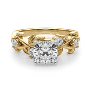 Regal Floral Leaf Dia Engagement Ring Round Diamond Engagement Ring in 10K/14K gold and platinum with certified lab-grown or natural diamonds