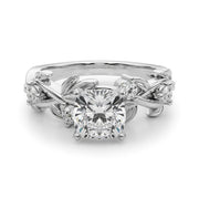Regal Floral Leaf Dia Engagement Ring Round Diamond Engagement Ring in 10K/14K gold and platinum with certified lab-grown or natural diamonds