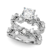 Regal Floral Leaf Dia Engagement Ring Round Diamond Engagement Ring in 10K/14K gold and platinum with certified lab-grown or natural diamonds