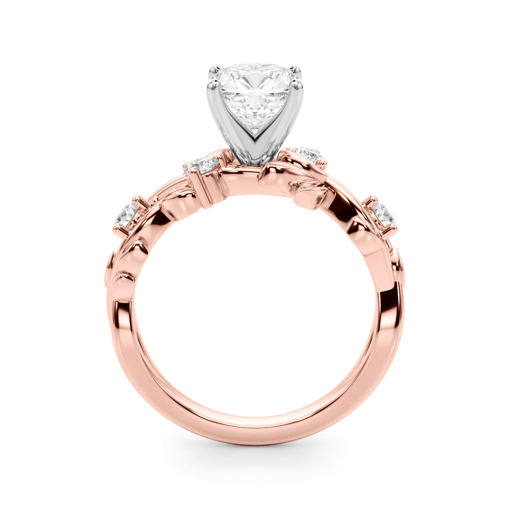 Regal Floral Leaf Dia Engagement Ring Round Diamond Engagement Ring in 10K/14K gold and platinum with certified lab-grown or natural diamonds