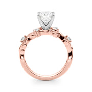 Regal Floral Leaf Dia Engagement Ring Round Diamond Engagement Ring in 10K/14K gold and platinum with certified lab-grown or natural diamonds