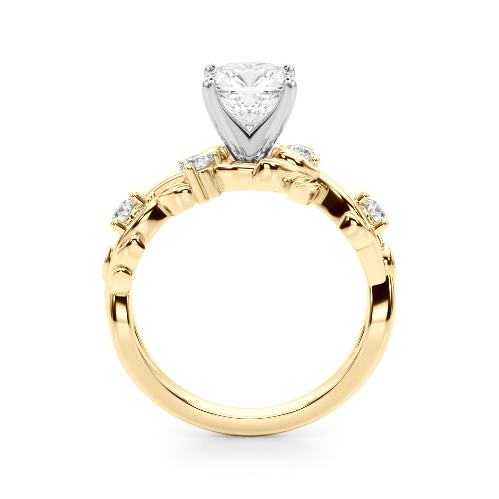 Regal Floral Leaf Dia Engagement Ring Round Diamond Engagement Ring in 10K/14K gold and platinum with certified lab-grown or natural diamonds