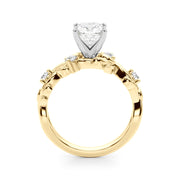 Regal Floral Leaf Dia Engagement Ring Round Diamond Engagement Ring in 10K/14K gold and platinum with certified lab-grown or natural diamonds