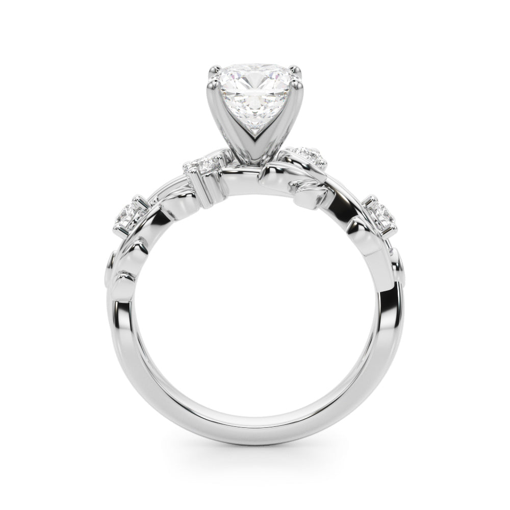Regal Floral Leaf Dia Engagement Ring Round Diamond Engagement Ring in 10K/14K gold and platinum with certified lab-grown or natural diamonds